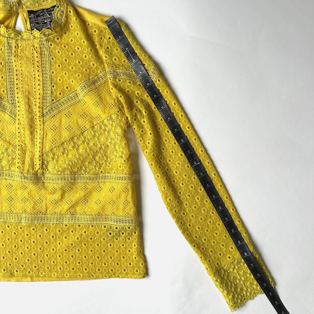 Anthropologie‎ James Coviello Burnham Lace Top Women's Size XS Gold Yellow - Picture 9 of 12